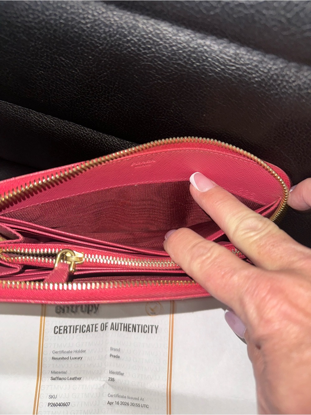 Prada Saffiano Zip-Around Wallet in Pink with Gold Hardware - Picture 10 of 10